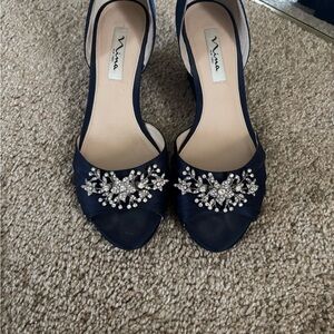 Nina Navy Heels with Crystal Embellishments